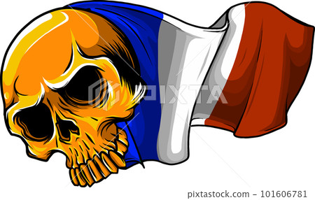 vector illustration of Human skull with flag of France 101606781