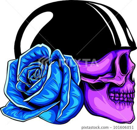 Skull Head Helmet Roses Logo Design Vector on white background Skull Head Helmet Roses Logo Design Vector on white background 101606851