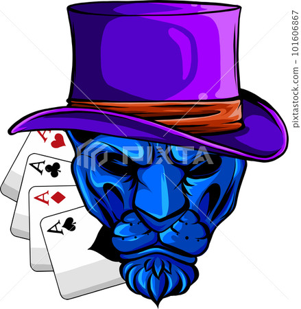 Wild animal wearing top hat, cylinder. Hipster panther, Wild animal wearing top hat, cylinder. Hipster panther, 101606867