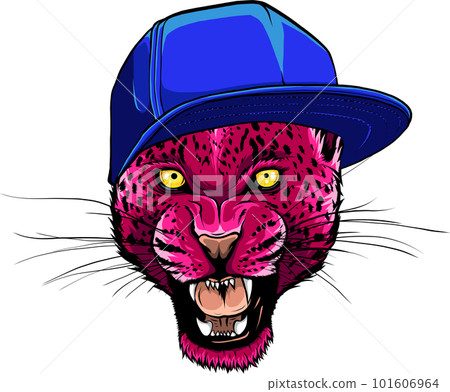 Portrait of a leopard in the cap on white background Portrait of a leopard in the cap on white background 101606964