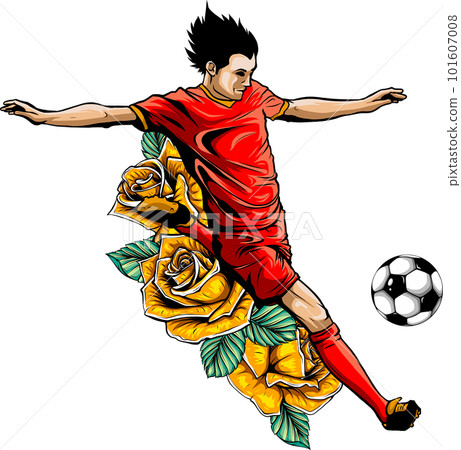 Soccer player head shooting a ball Royalty Free Vector Image