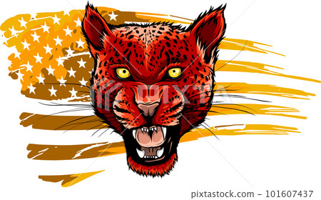 vector illustration of Roaring leopard head design 101607437