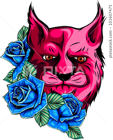 Rose Flower with lion head on white background. vector illustration design 101607475