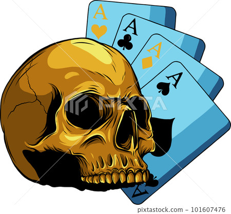 vector illustration of Aces and Skull on white background. digital draw 101607476
