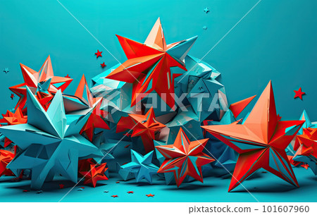 Independence Day paper art. 4th of July. Patriot America. Blue and red stars. Independence Day paper art. 4th of July. Patriot America. Blue and red stars. 101607960