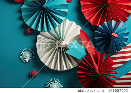Independence Day paper art. 4th of July. Patriot America. Blue and red stars. 101607993