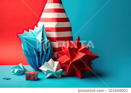 Independence Day paper art. 4th of July. Patriot America. Blue and red stars. Independence Day paper art. 4th of July. Patriot America. Blue and red stars. 101608001
