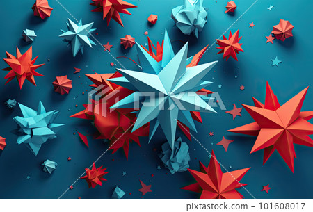 Independence Day paper art. 4th of July. Patriot America. Blue and red stars. 101608017