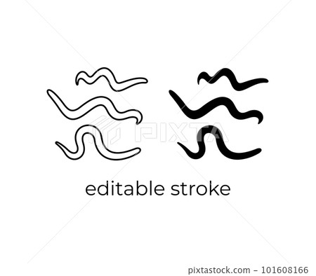 Pinworms, nematode and roundworm, editable stroke, silhouette and linear design. Animal, microscopic parasites, microorganism, vermin and insects, vector design and illustration Pinworms, nematode and roundworm, editable stroke, silhouette and linear design. Animal, microscopic parasites, microorganism, vermin and insects, vector design and illustration 101608166