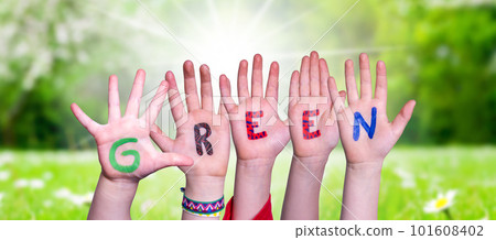 Children Hands Building Word Green, Grass Meadow Children Hands Building Word Green, Grass Meadow 101608402