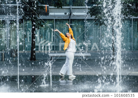 Embracing Body Neutrality. Body neutrality body positivity movement, which emphasizes being neutral towards ones body, neither overly positive nor negative. Outdoor portrait of happy curvy woman 101608535