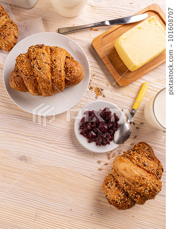 Fresh multigrain croissants Fresh multigrain croissants 101608707