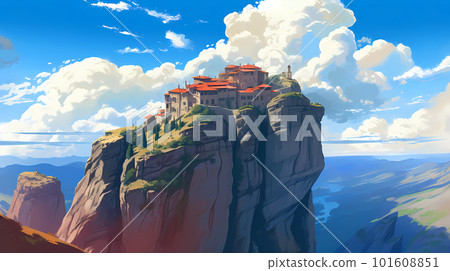 Illustration of beautiful view of Meteora, Greece Illustration of beautiful view of Meteora, Greece 101608851