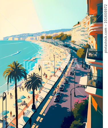 Illustration of beautiful view of the city of Nice, France Illustration of beautiful view of the city of Nice, France 101608972