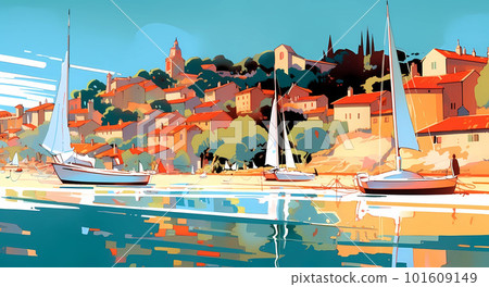 Beautiful view of the small town of Saint-Tropez, France 101609149