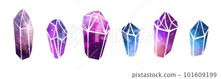 Watercolor colorful Crytal Gemstones isolated on white background Watercolor colorful Crytal Gemstones isolated on white background 101609199