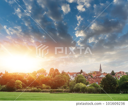 Freiberg am Neckar On the Sunset. Small European town in Baden Wurttemberg, Germany, Europe. Nekar river, southwestern Germany Freiberg am Neckar On the Sunset. Small European town in Baden Wurttemberg, Germany, Europe. Nekar river, southwestern Germany 101609236