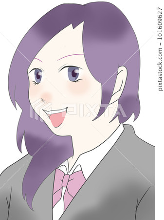一個微笑的女高中生的插圖素材 101609627