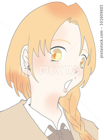 一個表情苦惱的女孩的插圖 一個表情苦惱的女孩的插圖 101609885