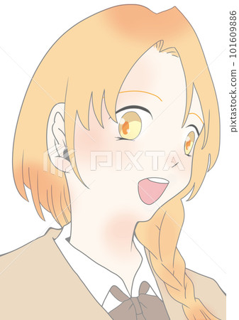一個微笑的女高中生的插圖素材 一個微笑的女高中生的插圖素材 101609886