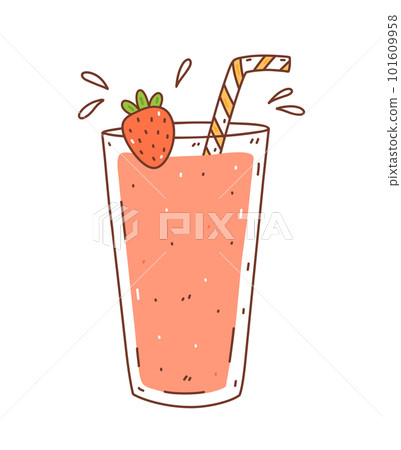 Strawberry milkshake isolated on white background 101609958