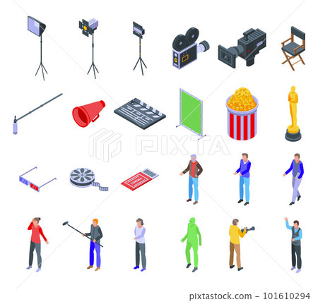 Cinematographer icons set. Isometric set of cinematographer vector icons for web design isolated on white background 101610294