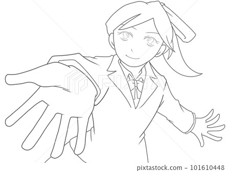 女高中生伸出手的插畫素材(一) 女高中生伸出手的插畫素材(一) 101610448