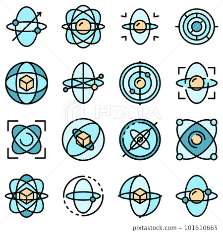 Gyroscope icons set. Outline set of gyroscope vector icons thin line color flat on white Gyroscope icons set. Outline set of gyroscope vector icons thin line color flat on white 101610665