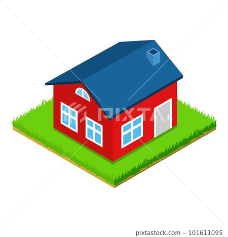 Red house icon. Isometric illustration of red house vector icon for web 101611095