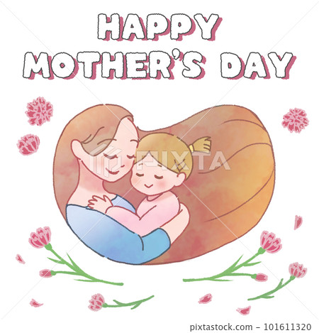 A mother hugging her daughter No background 101611320