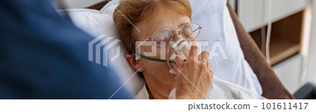Doctor supporting a sick patient before medical procedures in a hospital room Doctor supporting a sick patient before medical procedures in a hospital room 101611417