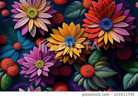 Botanical Bouquet: Beautiful Floral Seamless Background for Wallpaper and Digital Print Generative ai. Botanical Bouquet: Beautiful Floral Seamless Background for Wallpaper and Digital Print Generative ai. 101611595