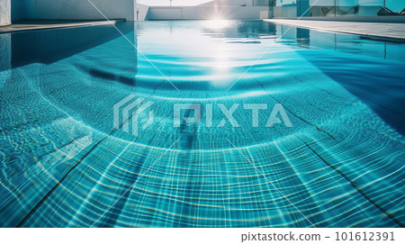 Empty swimming pool in tropical resort in summer background. Generative AI illustration 101612391