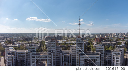 Aerial view on Derzhprom building with blue sky Aerial view on Derzhprom building with blue sky 101612400