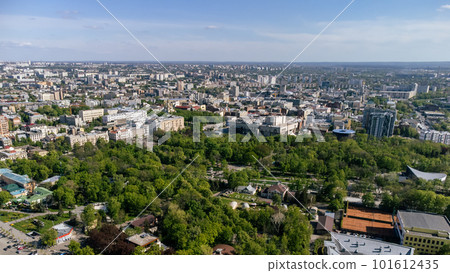 Aerial spring view on green Shevchenko city park Aerial spring view on green Shevchenko city park 101612435
