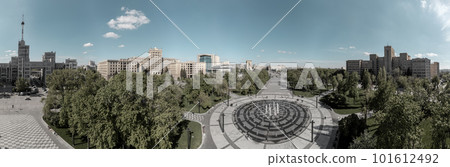 City aerial on Derzhprom, University, fountain 101612492