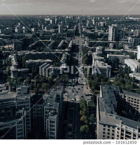 Aerial view on moody Kharkiv city center streets Aerial view on moody Kharkiv city center streets 101612850