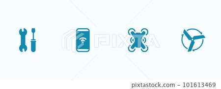 Simple vector icon on a theme drone, quadcopter Simple vector icon on a theme drone, quadcopter 101613469