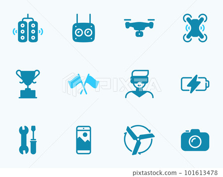 Simple vector icon on a theme quadcopter, shooting, competition and control 101613478