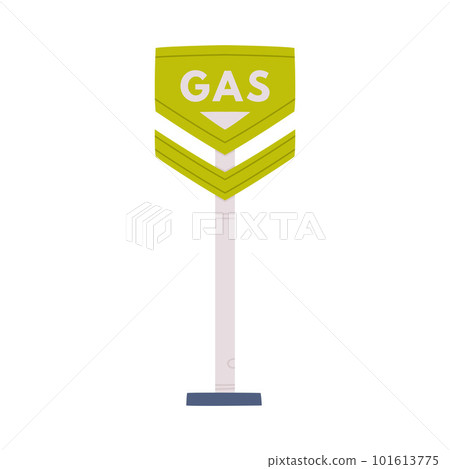 Round Gas Signpost or Road Sign with Direction to Refueling Station Vector Illustration 101613775