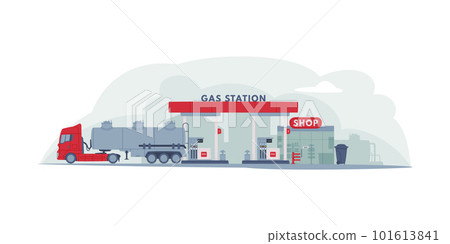 Gas Filling Station as Facility Selling Fuel for Motor Vehicle Vector Illustration Gas Filling Station as Facility Selling Fuel for Motor Vehicle Vector Illustration 101613841
