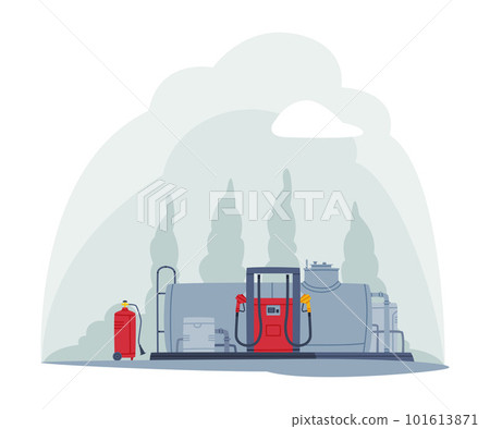 Gas Filling Station as Facility Selling Fuel for Motor Vehicle Vector Illustration 101613871