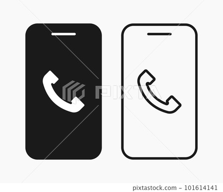 smartphone call ring simple line shape icon vector flat illustration 101614141