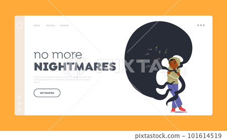 Nightmires Fear Landing Page Template. Child Character Terrified Of Someone Lurking In The Dark, Suspenseful Image Nightmires Fear Landing Page Template. Child Character Terrified Of Someone Lurking In The Dark, Suspenseful Image 101614519