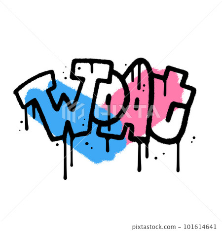 Woat - one word in urban Graffiti spray paint style on colorful abstract shapes. Worst of All Time. Textured Hand drawn Isolated Vector illustration. 101614641