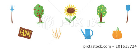 Farm and Garden Items and Object Vector Set 101615724