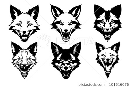 Set of tattoos or logos in the form of fox heads Set of tattoos or logos in the form of fox heads 101616076
