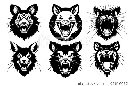 Set of tattoos or logos in the form of mouse heads 101616082