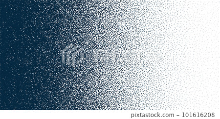 Stipple pattern, dotted geometric background. Stippling, dotwork drawing, shading using dots. Pixel disintegration, random halftone effect. White noise grainy texture. Vector illustration 101616208