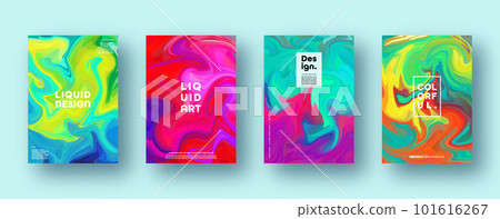 Colorful abstract geometric background. Liquid dynamic gradient waves. Fluid marble texture. Modern covers set. Vector illustration Colorful abstract geometric background. Liquid dynamic gradient waves. Fluid marble texture. Modern covers set. Vector illustration 101616267